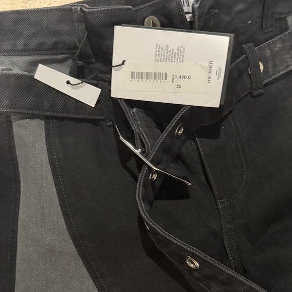 The Attico Black and Gray Patchwork Wide-Leg Jeans - Picture 7 of 8